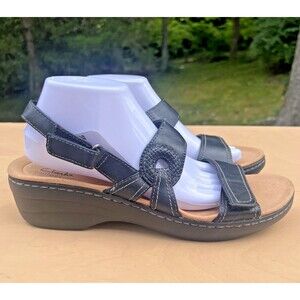 Clarks Collection Merliah Opal Sandals Womens Size 12 M Black Leather Upper